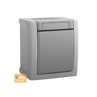 Выключатель 1-клавишный накладной  VIKO PACIFIK серый  IP54 